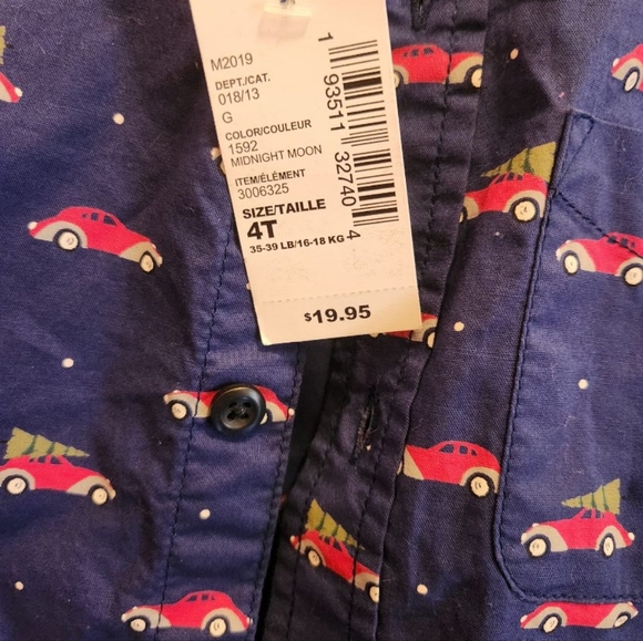 Christmas tree with Red car 4T long sleeve button-down dress shirt - Picture 2 of 3